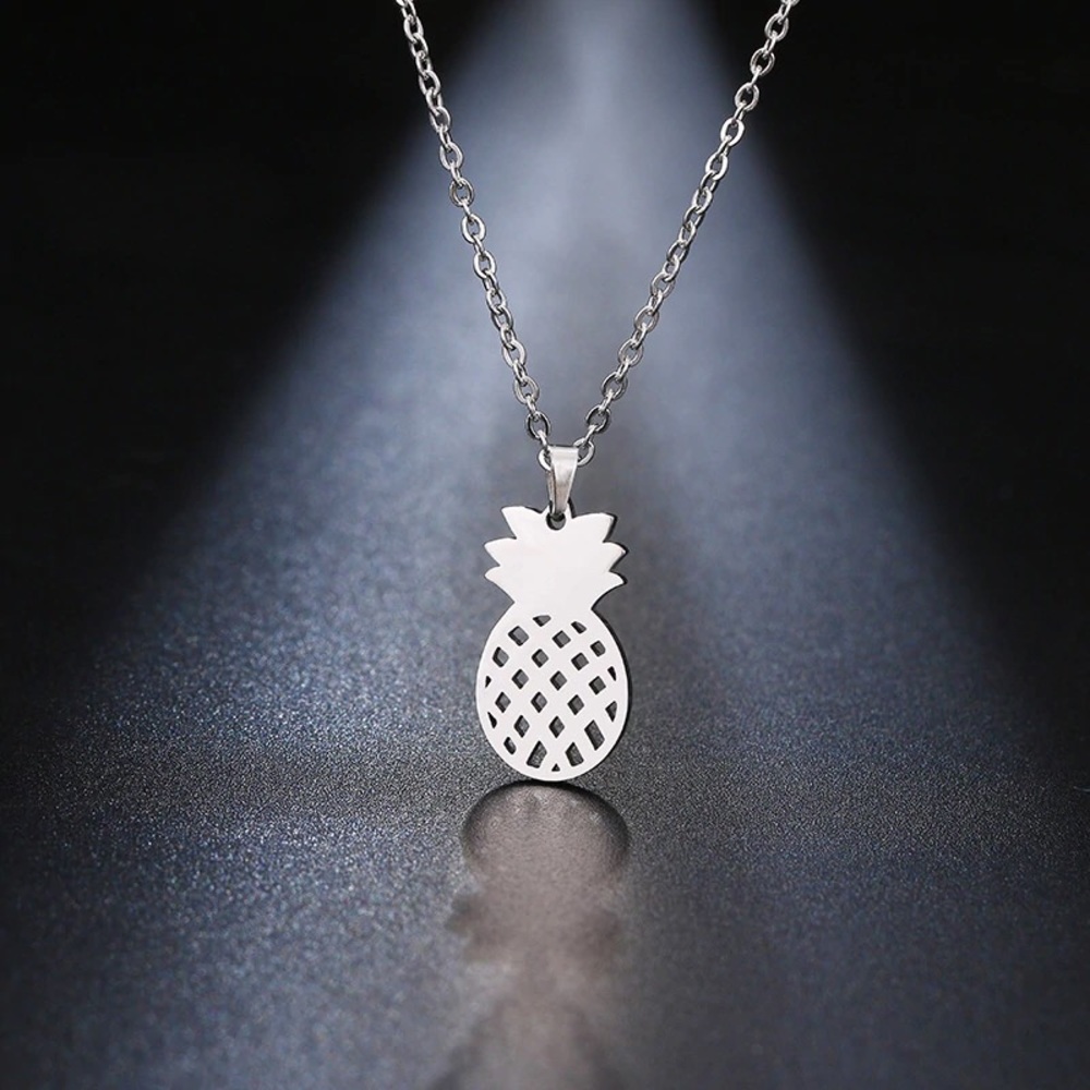 Gold and Silver Stainless Steel Pineapple Necklace - Picture 3 of 4